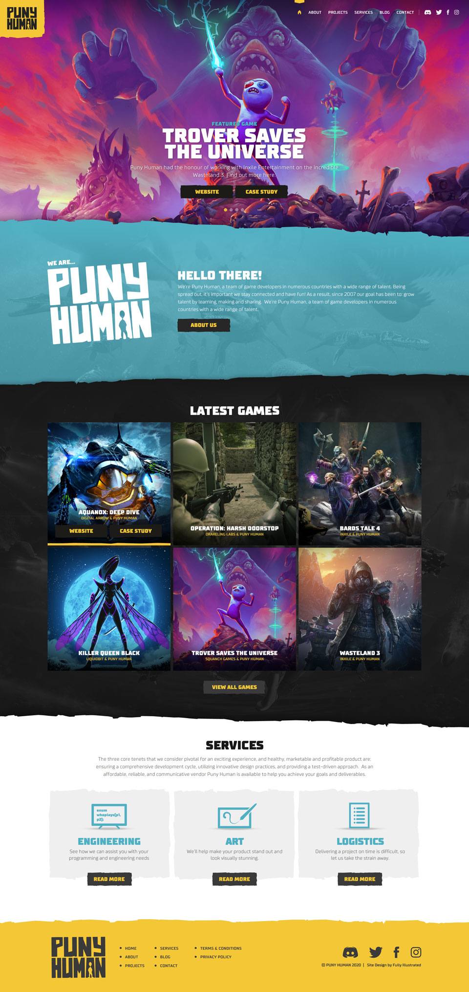 Puny Human - Game Developer Website Design by Fully Illustrated